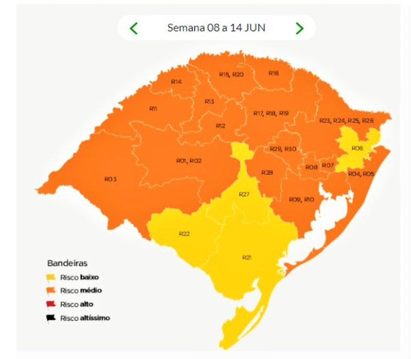 REGIÃO PASSA PARA BANDEIRA LARANJA 